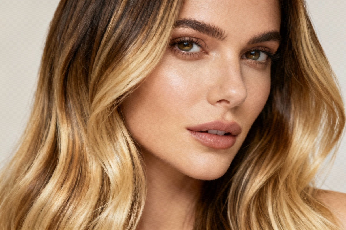 Side by side comparison of balayage and traditional highlights hair coloring